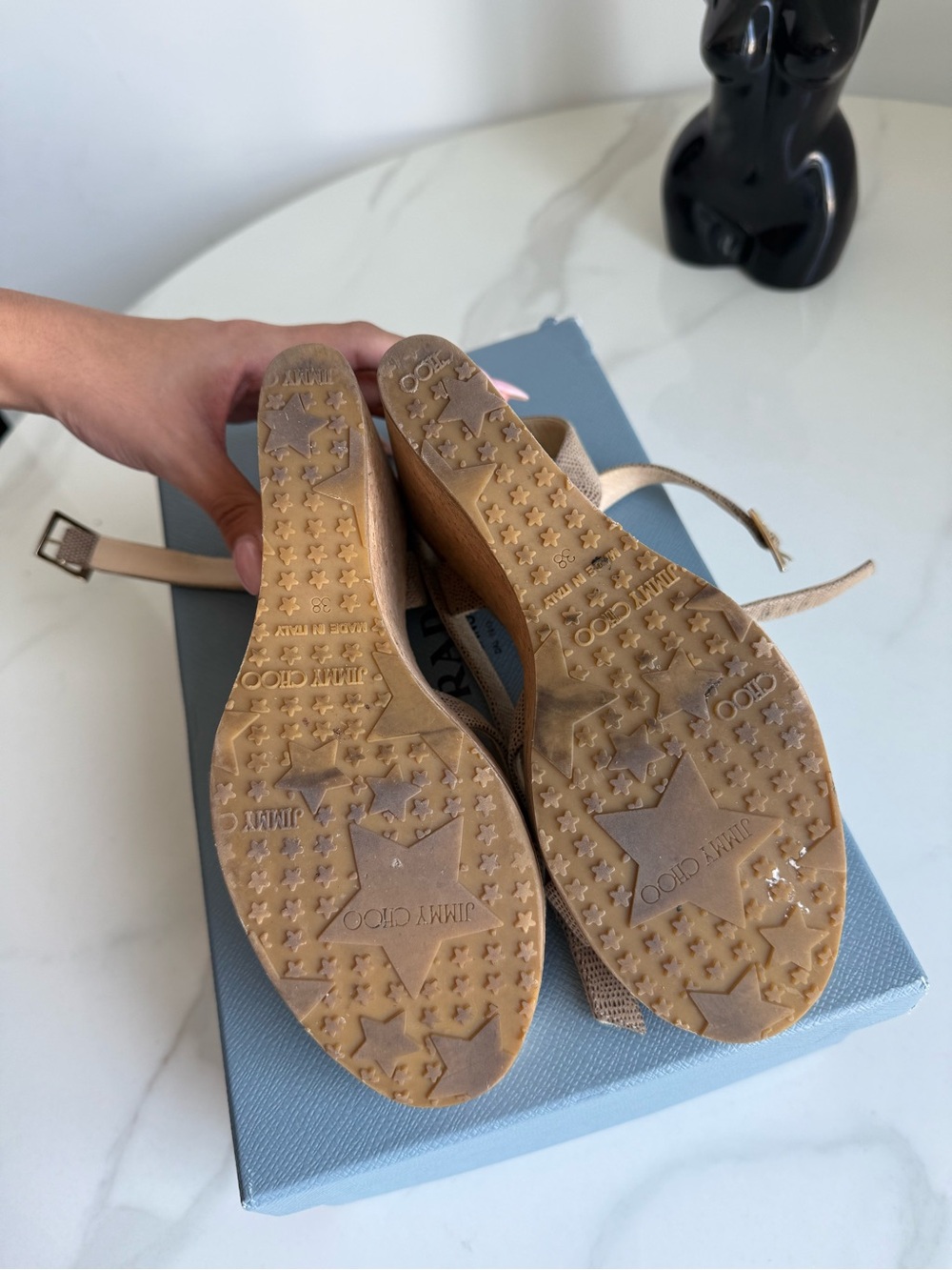 Jimmy Choo Papyrus Wedges strappy leather - Picture 11 of 12